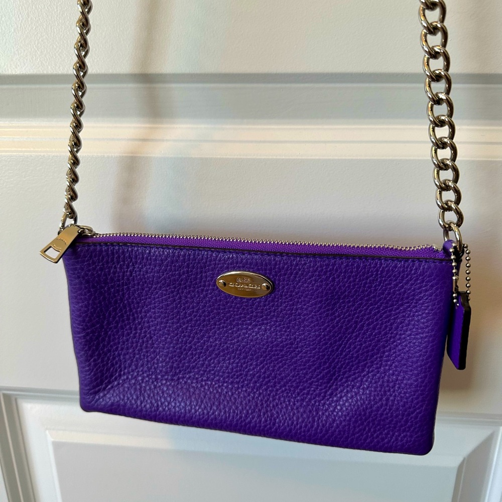 Purple & silver Coach crossbody clutch, great condition!